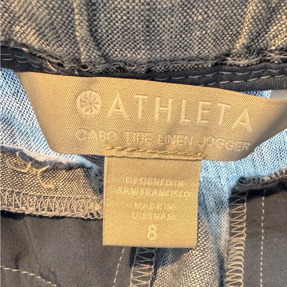 Athleta Cabo Tide Linen Jogger Pants Women’s Size 8 Blue - Picture 9 of 10